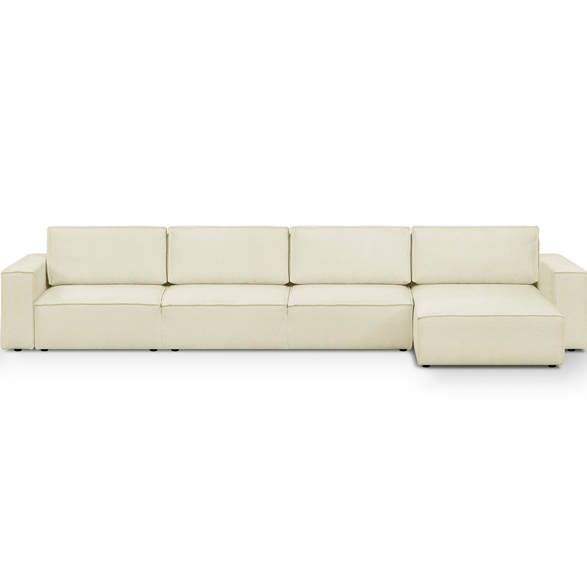 Canapé d'angle convertible 7 places en tissu bouclé - HARPER MOD ecru, HOMIFAB