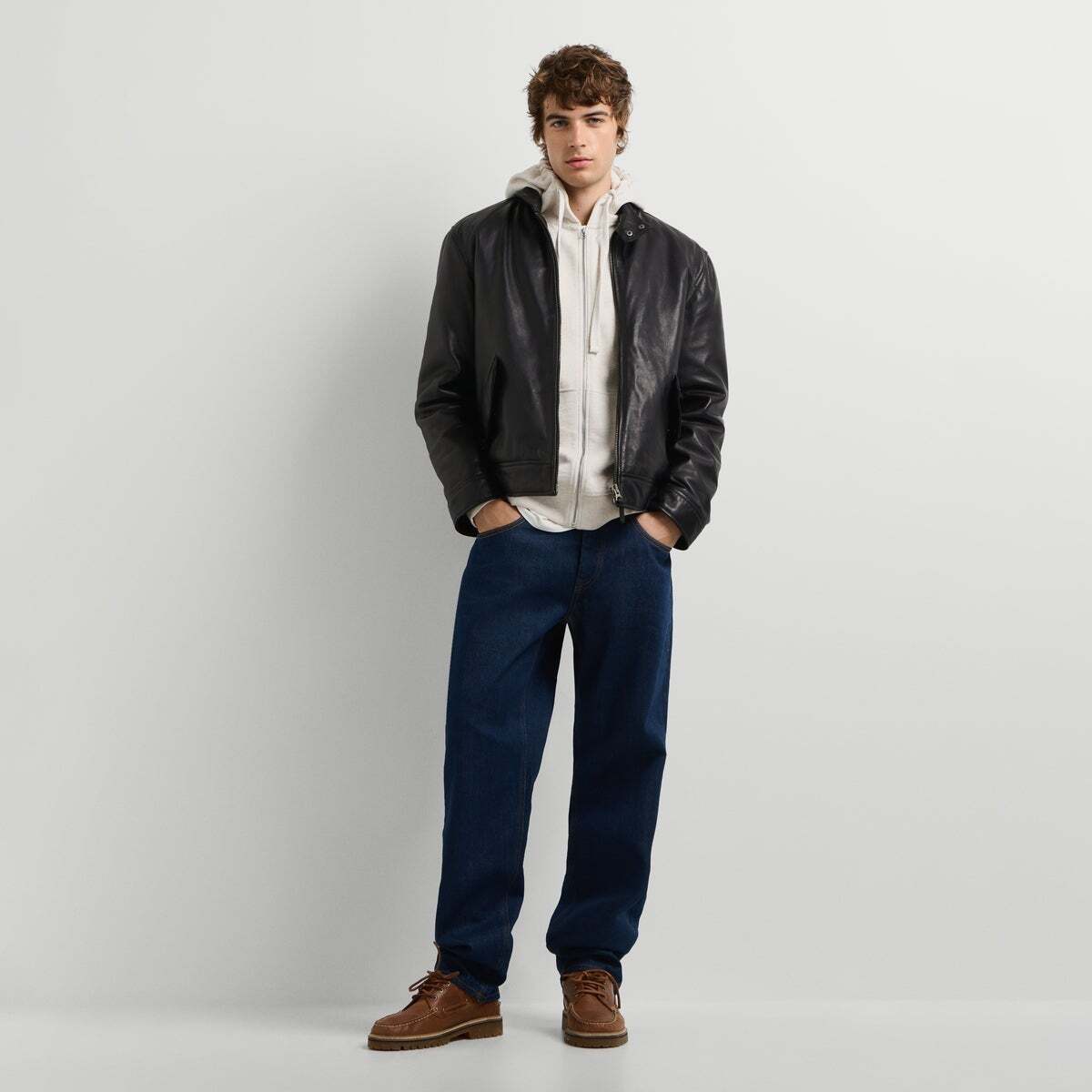 Veste En Cuir Coupe Regular noir, PEPE JEANS