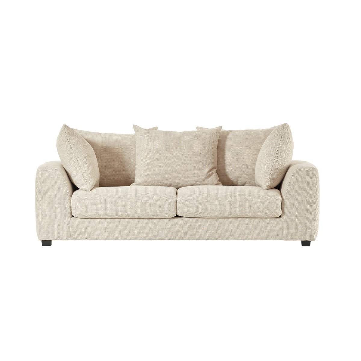 Canapé droit 3 places en tissu texturé   EDMOND beige chiné, BERAH GETAH