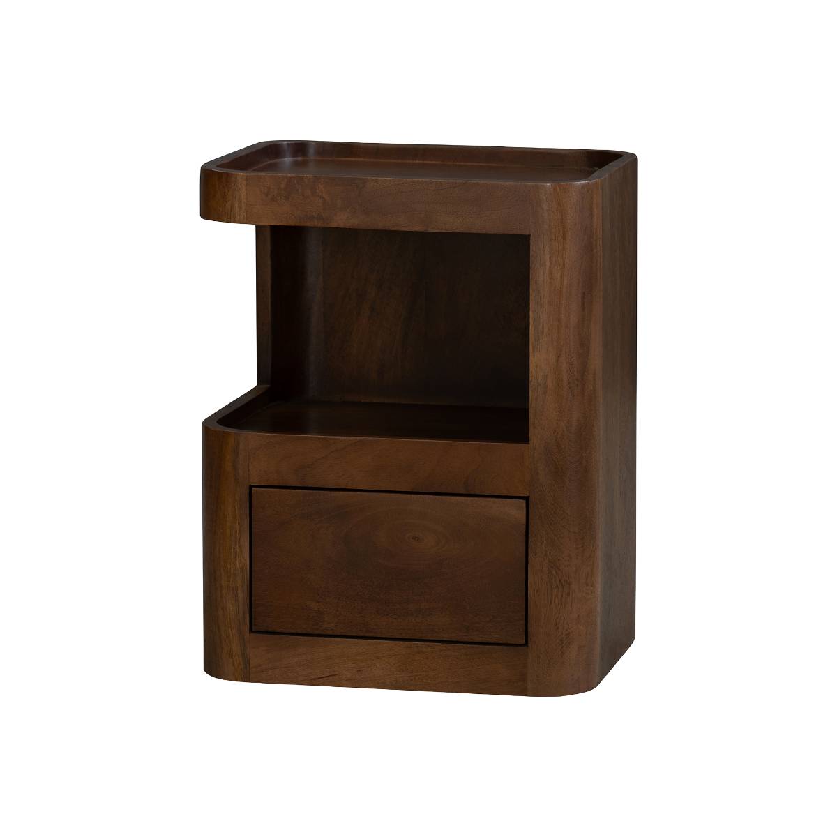 Table de chevet niche gauche en bois de manguier MAORA bois foncé, MADE IN MEUBLES