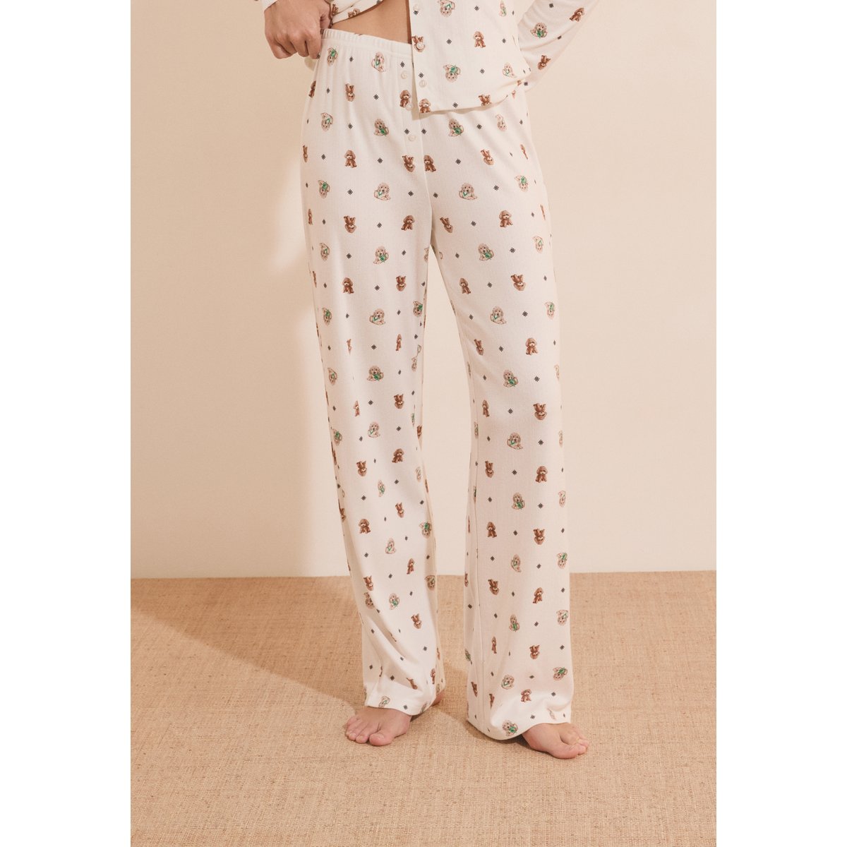Pantalon de pyjama avec boutons RITA ecru, ETAM
