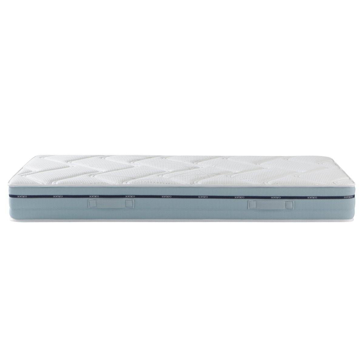 Ensemble matelas mémoire de forme, sommier Lune et pieds Songe 500 blanc, SOMEO