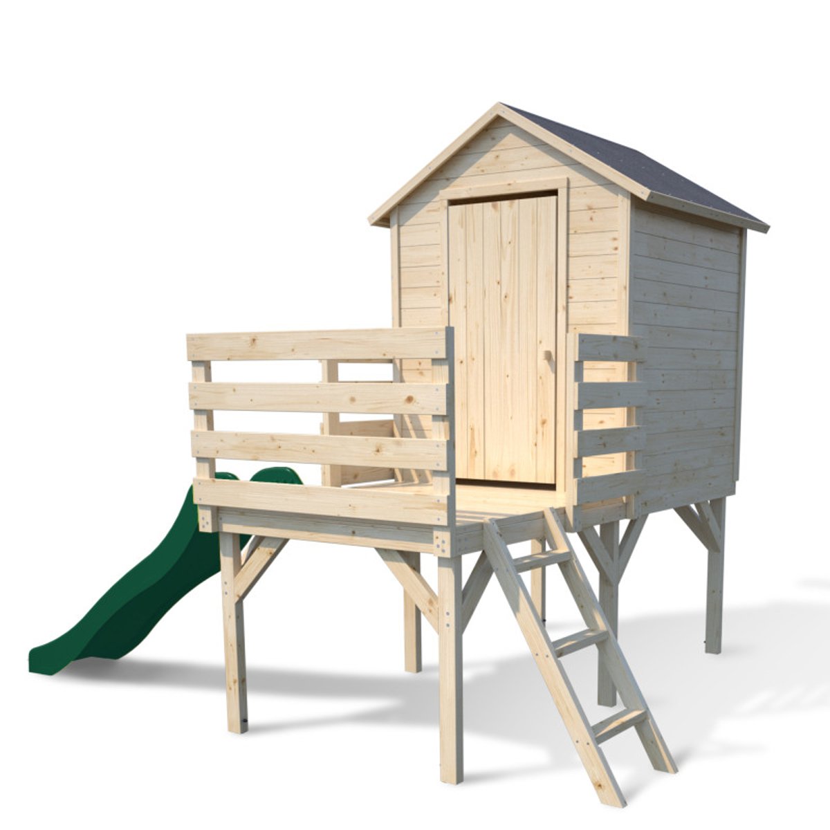 Cabane en bois enfant avec toboggan JOSEPHINE marron, SOULET