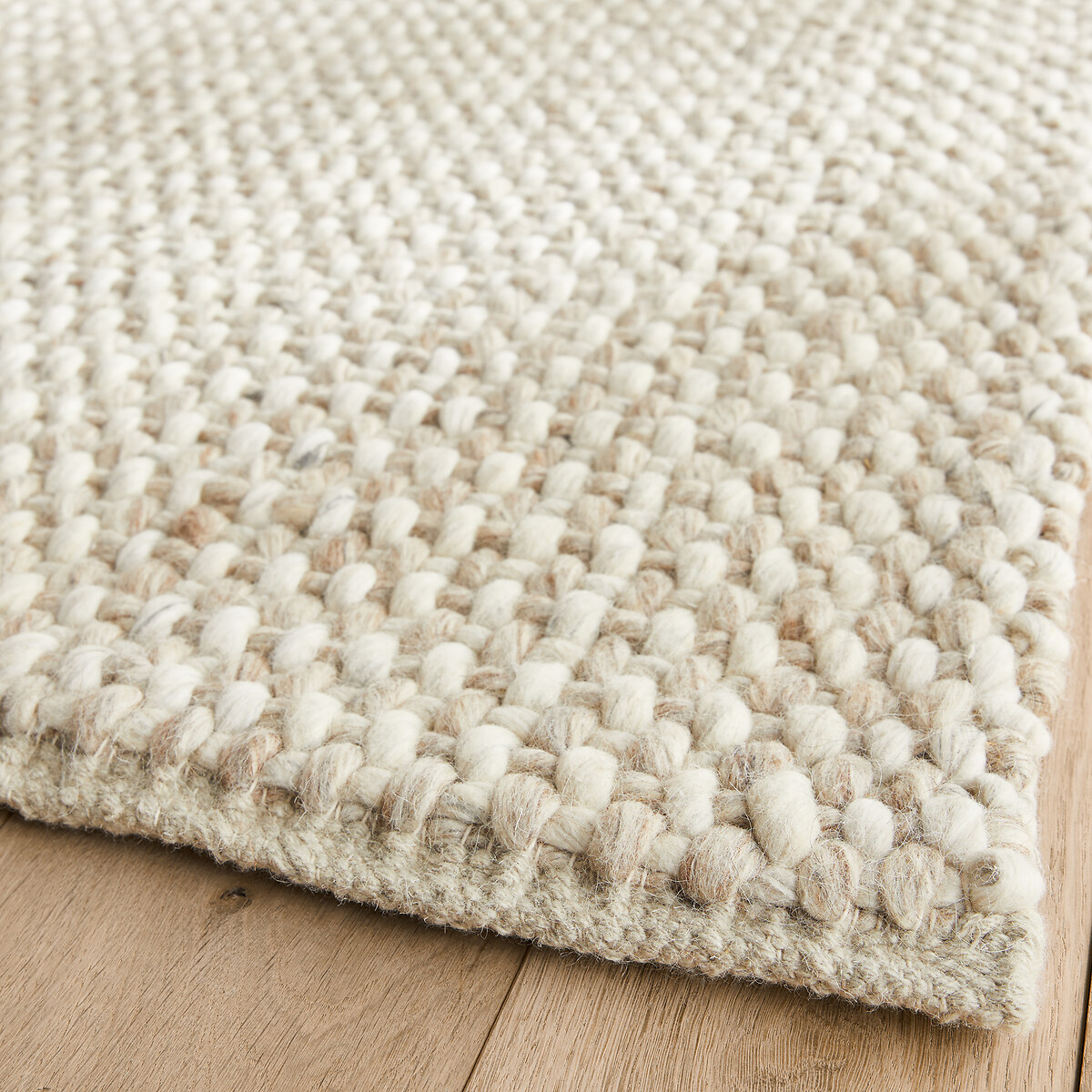 Alfombra de cama de lana gruesa, tejida a mano, Nisha natural jaspeado, AM.PM