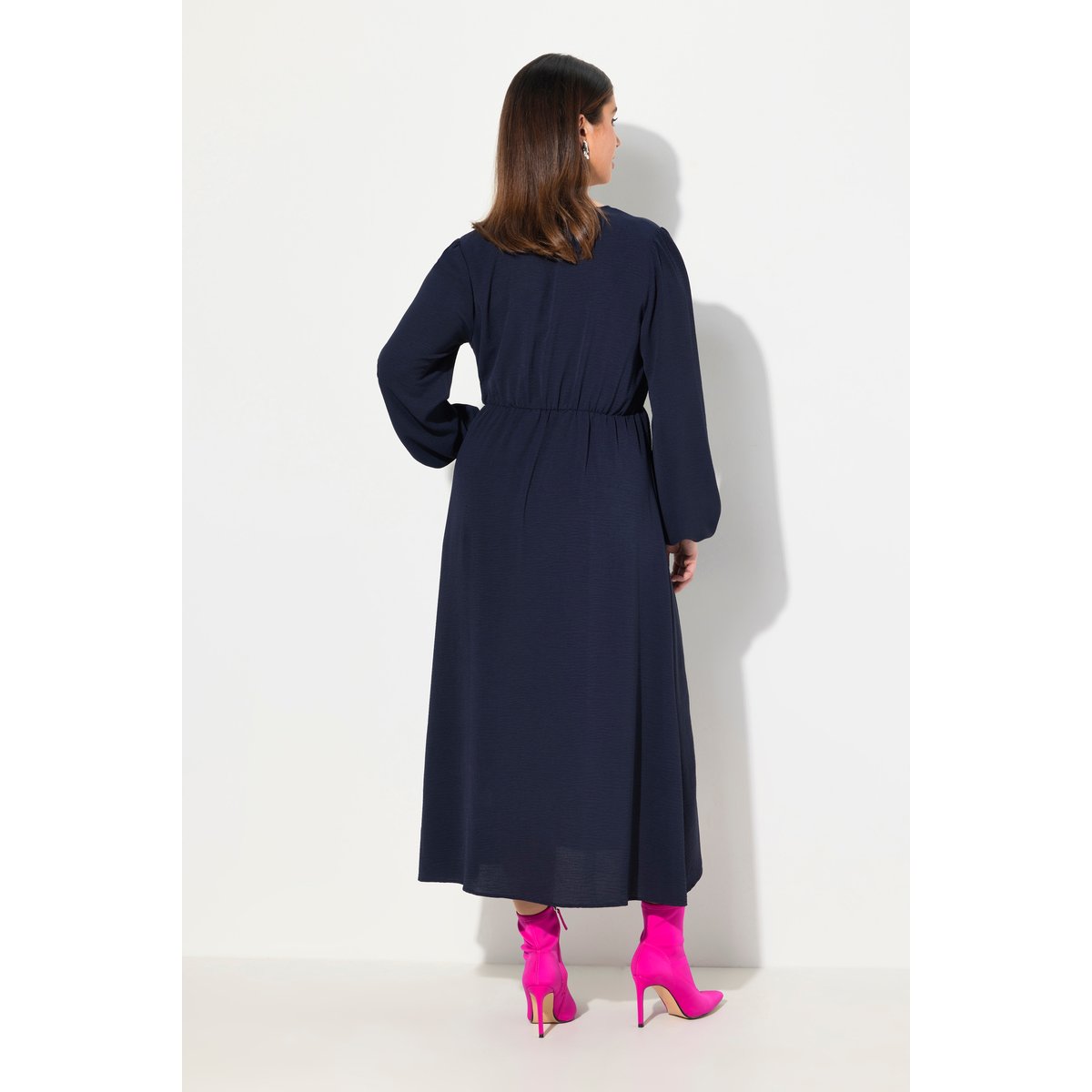 Robe midi à manches longues marine, ULLA POPKEN
