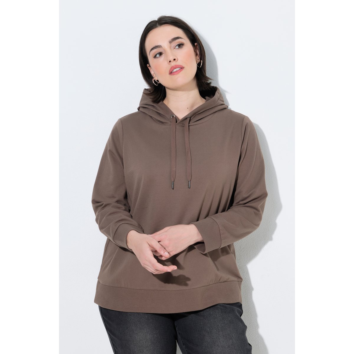 Sweat-shirt à capuche taupe sombre, ULLA POPKEN