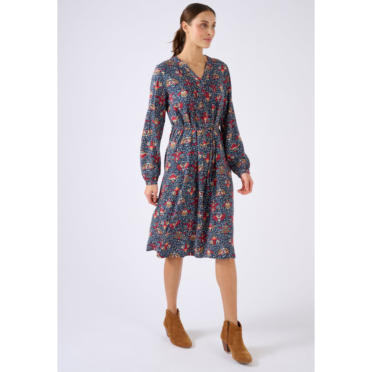 Robe pure viscose Lenzing(TM) EcoVero(TM) bleu marine végétal, DAMART