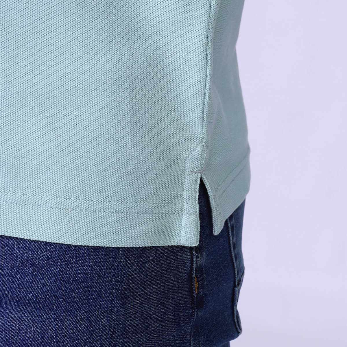 Polo Collin bleu glacier, MISE AU GREEN