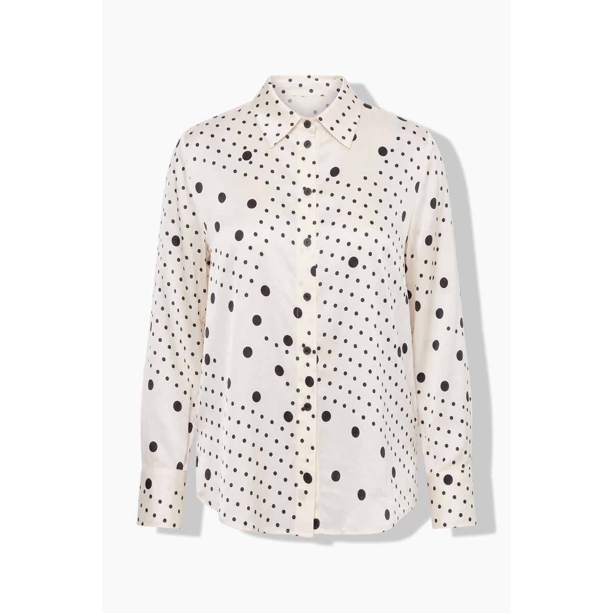 Chemisier en soie mélangée, motif à pois blanc cassé, ULLA POPKEN