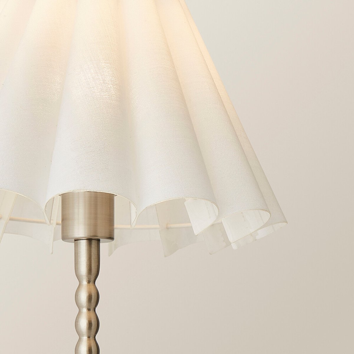 Max Bobble Table Lamp with Scallop Pleated Shade in Brushed Chrome silver-coloured, SO'HOME