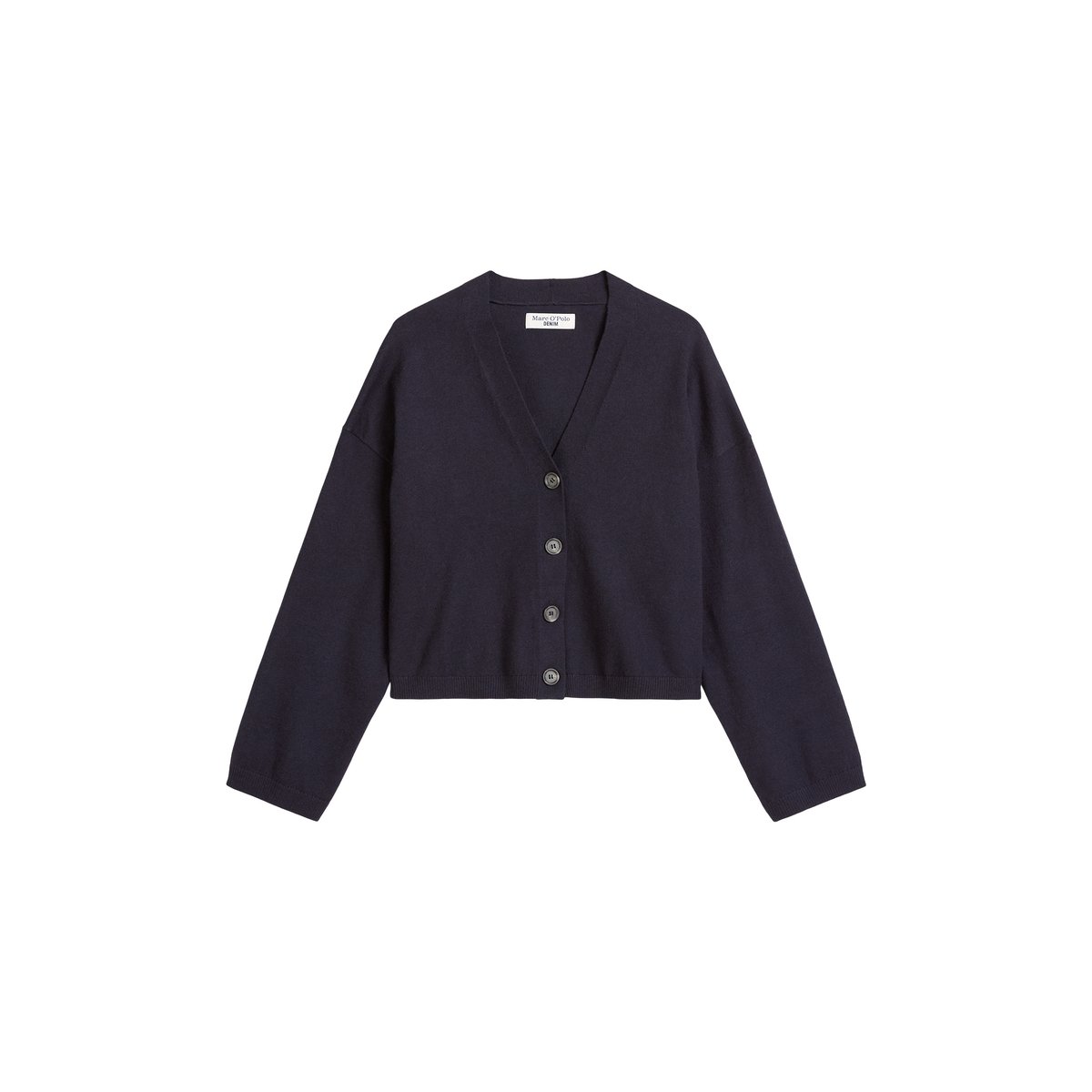 Cardigan col V relaxed en Soft Cotton Stretch bleu foncé, MARC O’POLO DENIM
