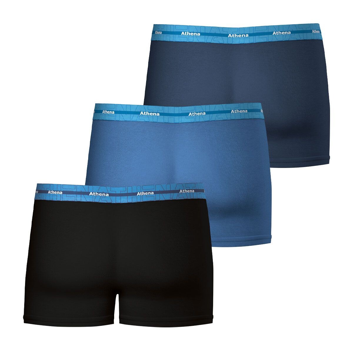 Pack of 3 Hipsters in Stretch Cotton black+blue+grey, ATHENA