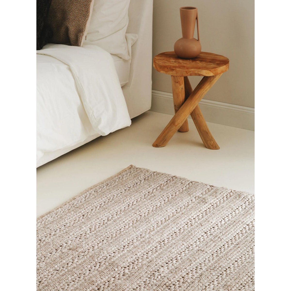 Tapis de laine tissé main DINA beige, BENUTA
