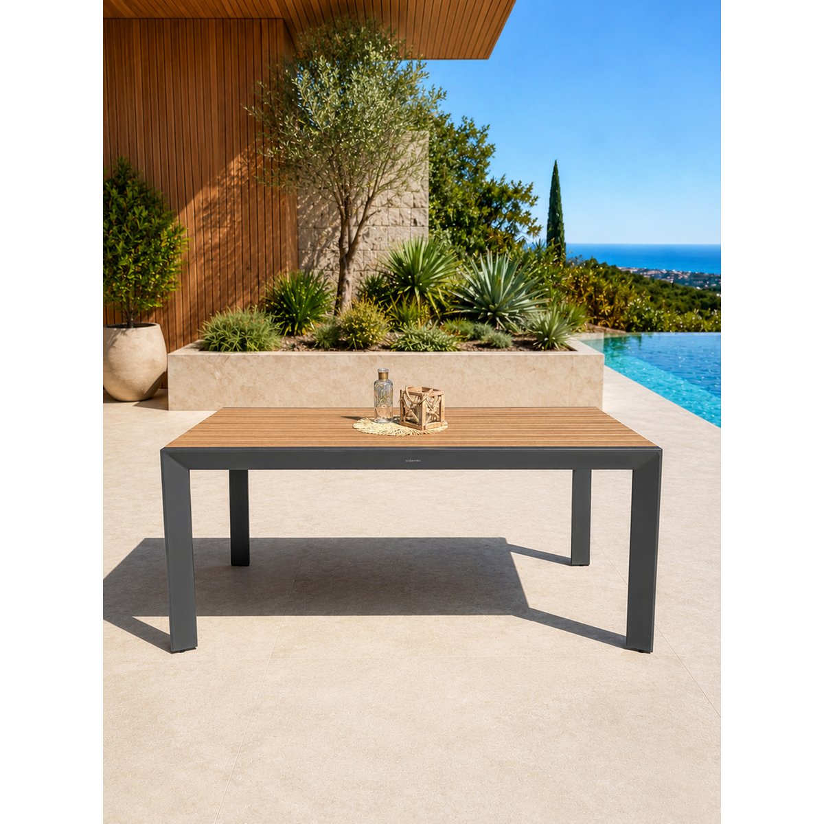 Ensemble repas de jardin 4 à 6 places en alu TONGA gris anthracite, DCB GARDEN