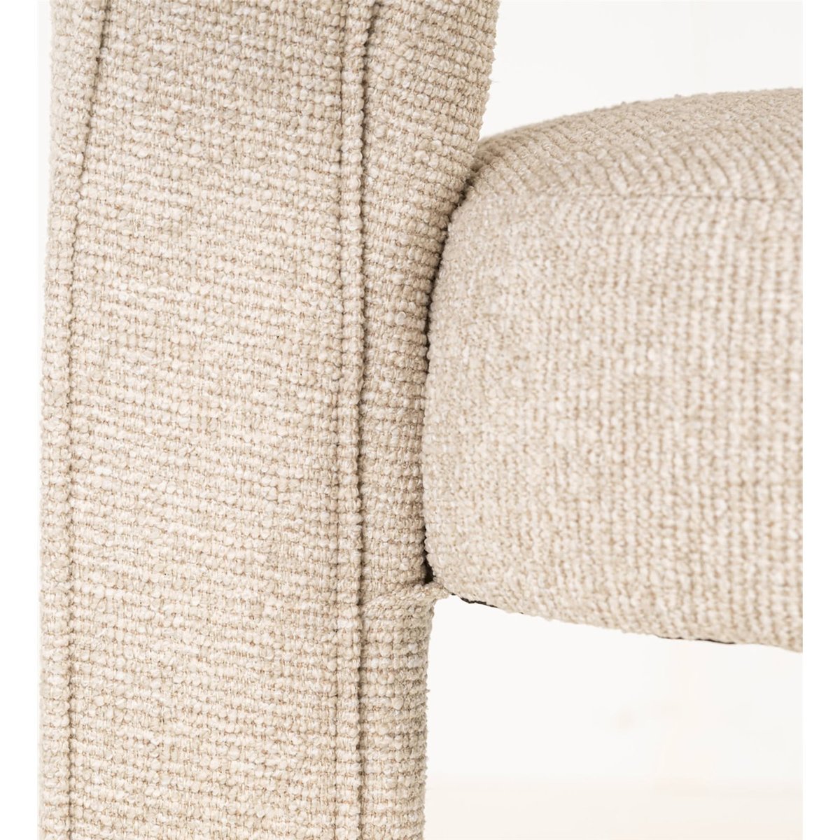 Chaise de salle à manger en polyester assise carrée biscotti beige texturé, RECOLLECTION