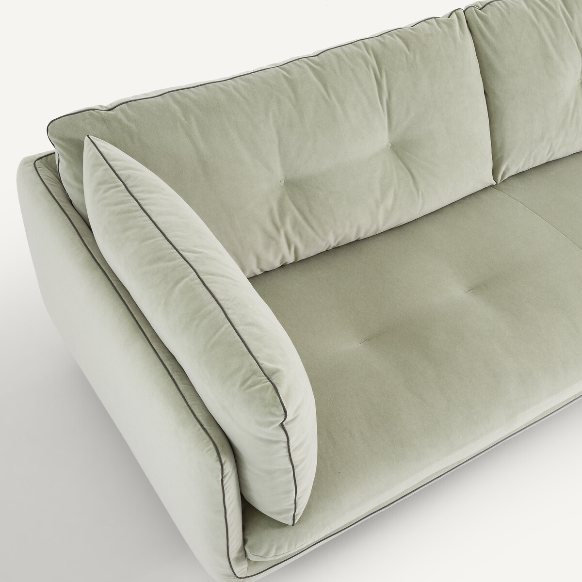 Canapé en velours stonewashed, BOTERO vert amande, AM.PM