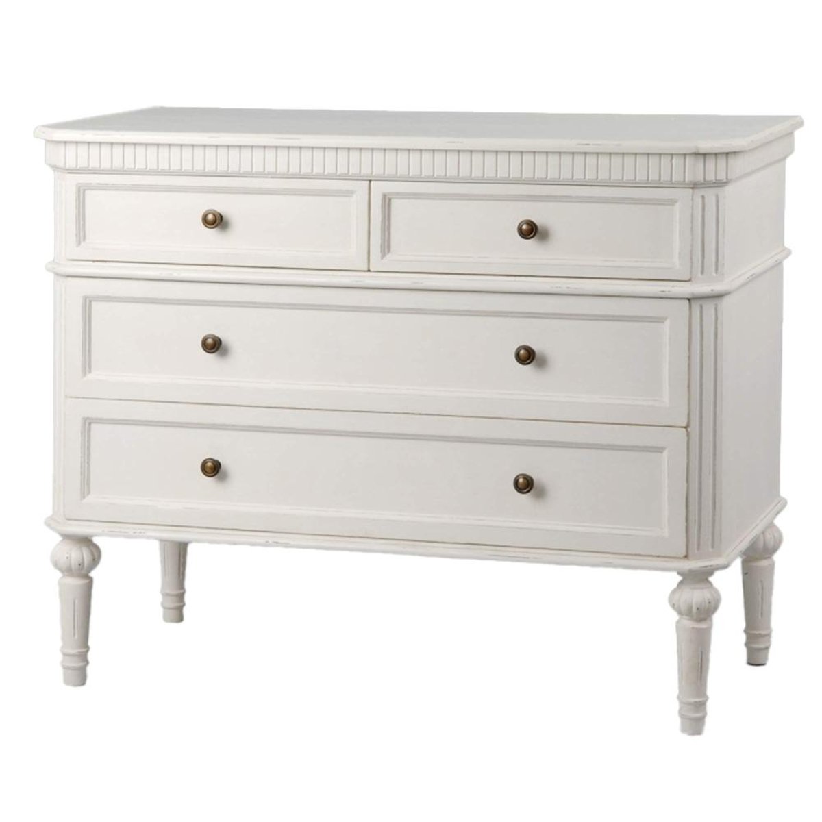 Commode 4 tiroirs en bois L101 cm Léonie blanc, AMADEUS