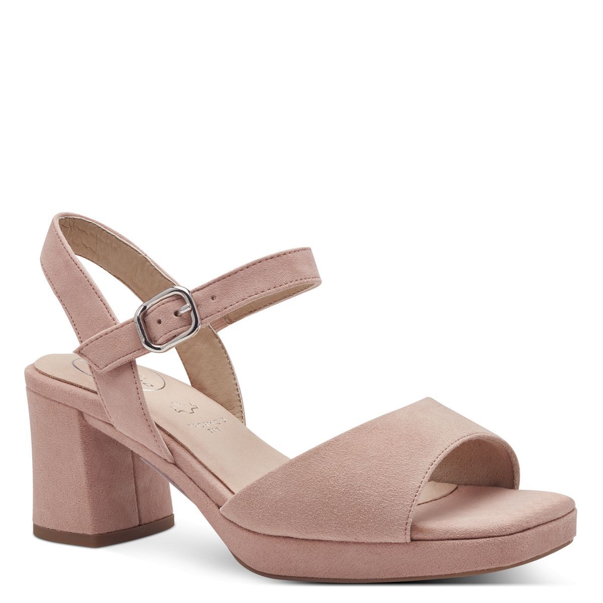 Sandale à talon en cuir rose quartz, TAMARIS