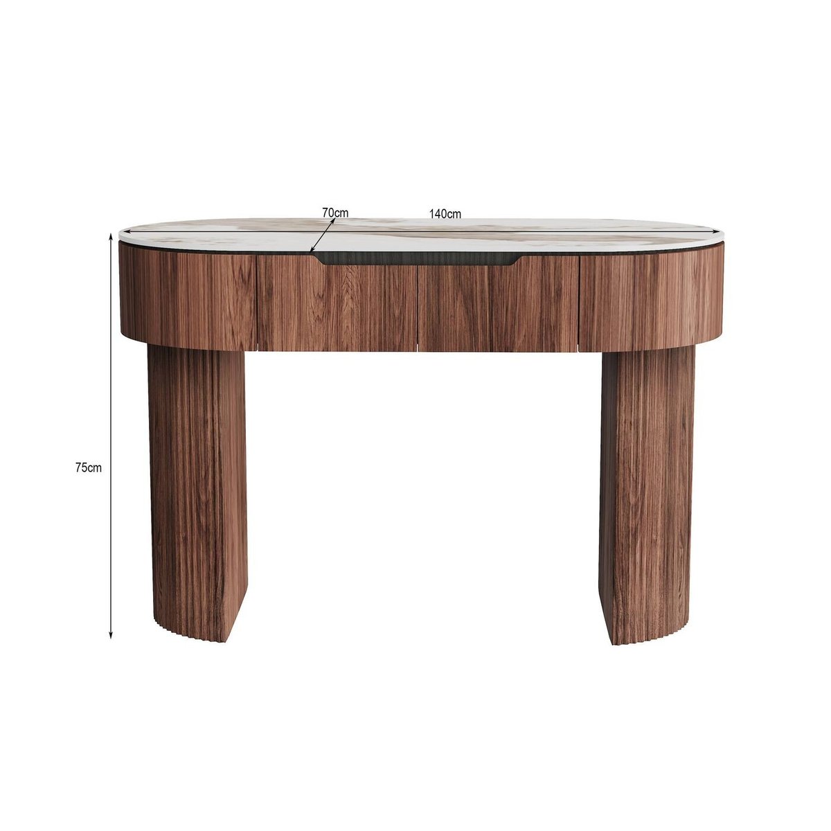 Bureau ovale plateau en grès, RUBEN marron, KARE DESIGN