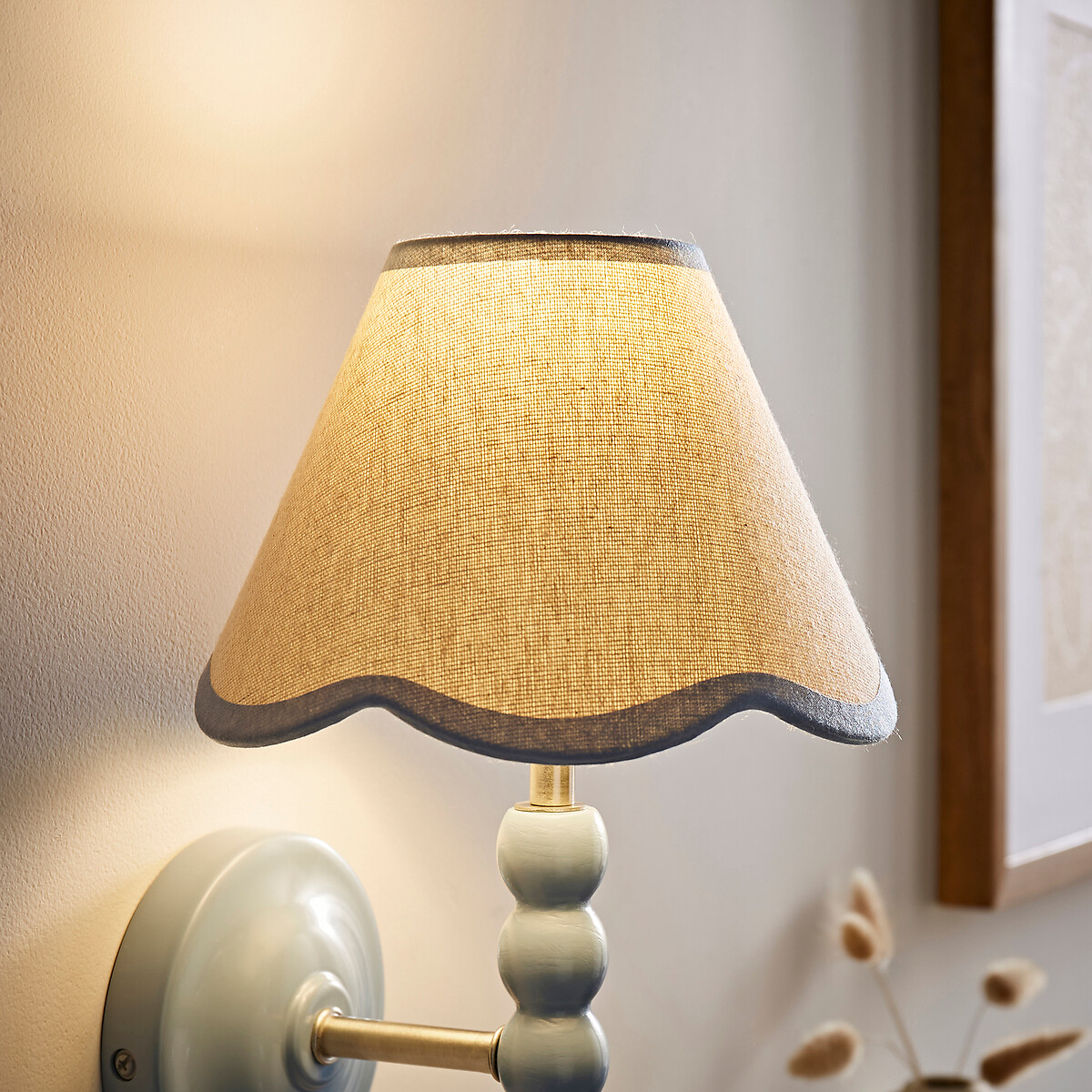 19cm Florence Mini Scallop Trim Linen Shade blue, SO'HOME