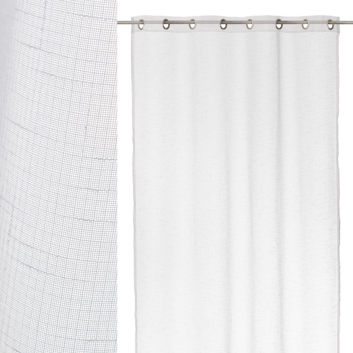Rideau voilage blanc effet lin - 140x260cm blanc, WADIGA