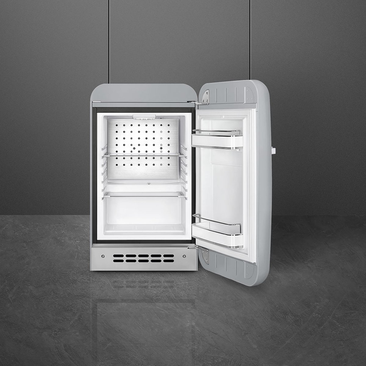 Mini réfrigérateur 1 porte poignée à gauche FAB5 gris métal brillant, SMEG