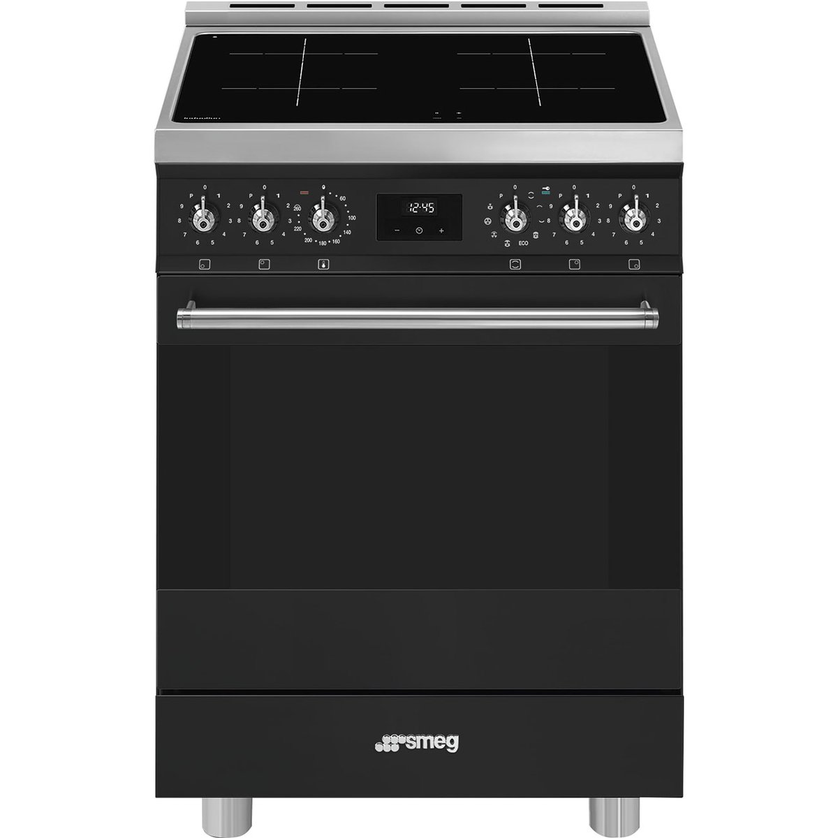 Piano de cuisson induction 4 feux 60 cm C6IP noir mat noir mat, SMEG