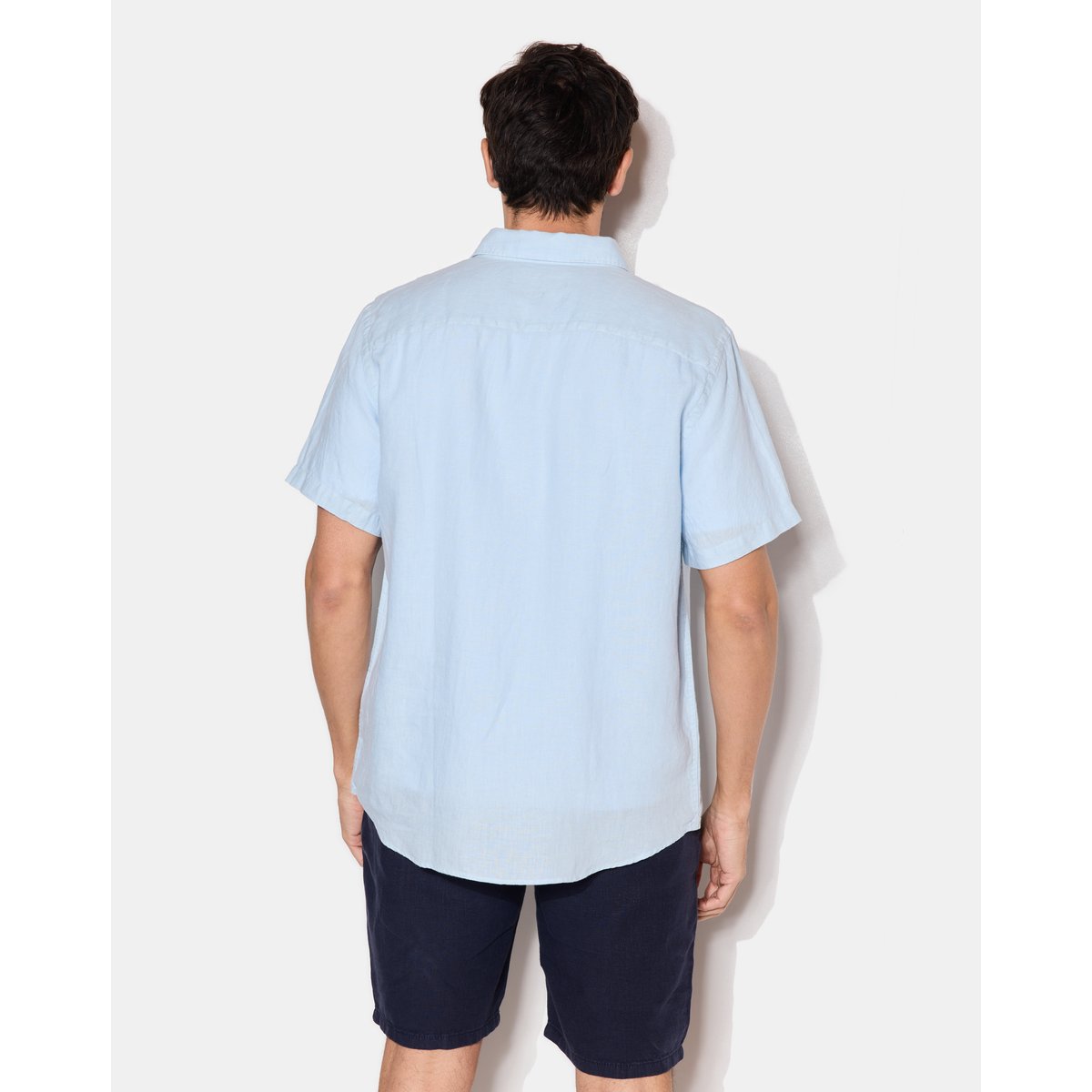 Chemise en lin LINO manches courtes bleu ciel, CHEVIGNON