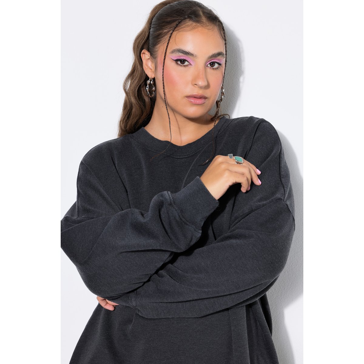 Sweat, coupe oversize, style vintage chiné anthracite, STUDIO UNTOLD