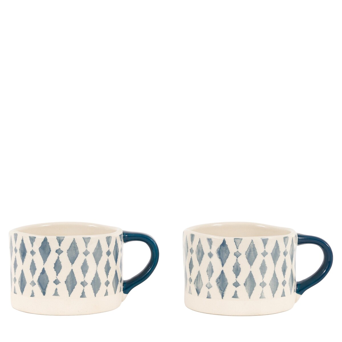 Set of 4 Ikat Diamond Print Mugs blue, ÉDITÉ