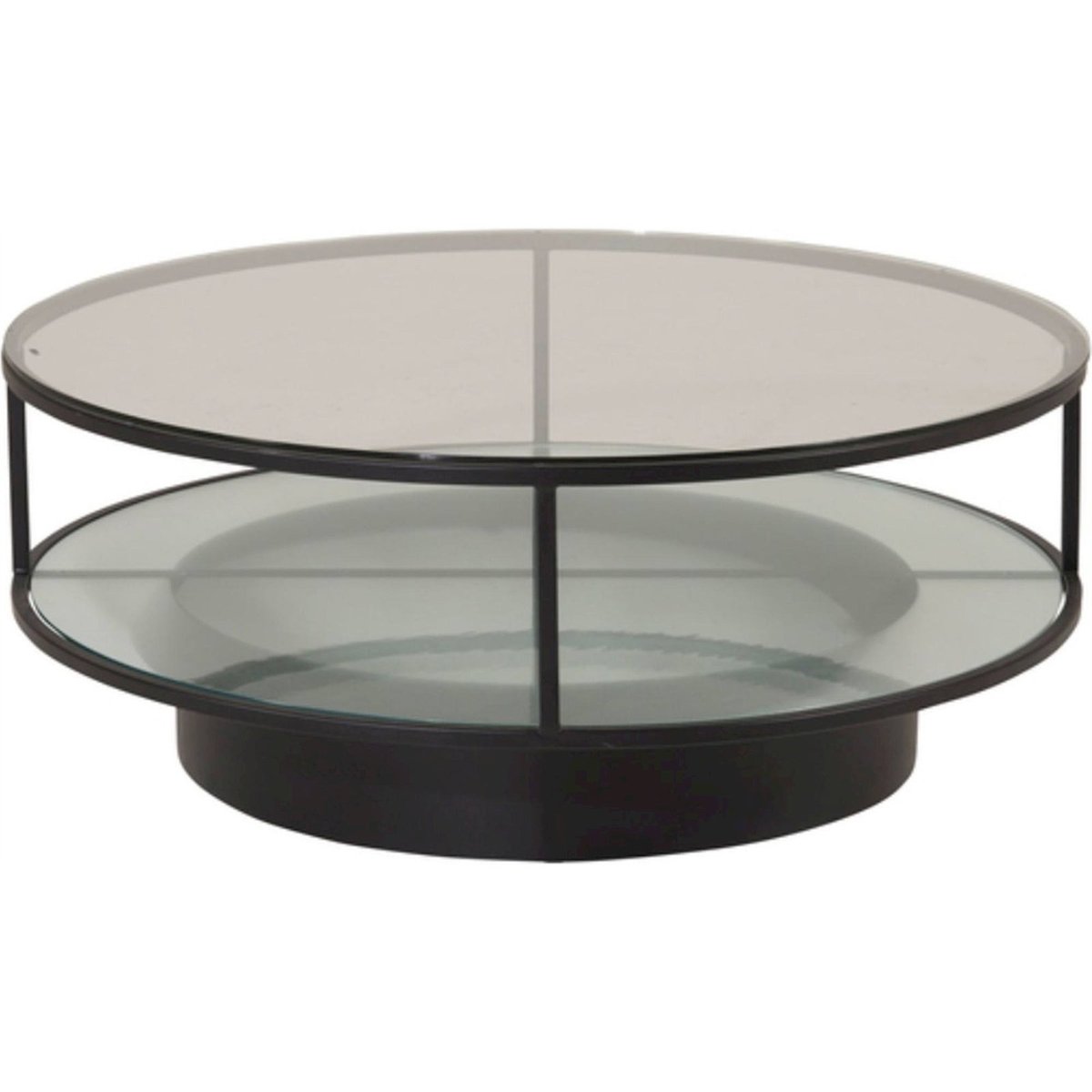 Table basse ronde CREASTER en verre et métal noir et transparent, RECOLLECTION