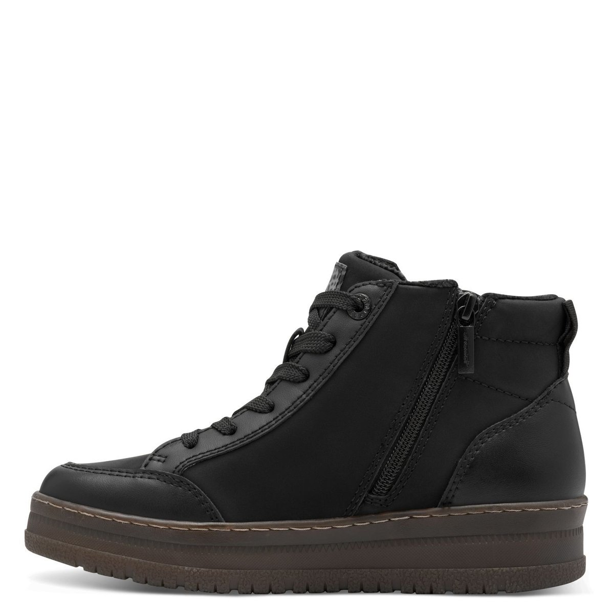 Bottine en cuir noir combiné, TAMARIS