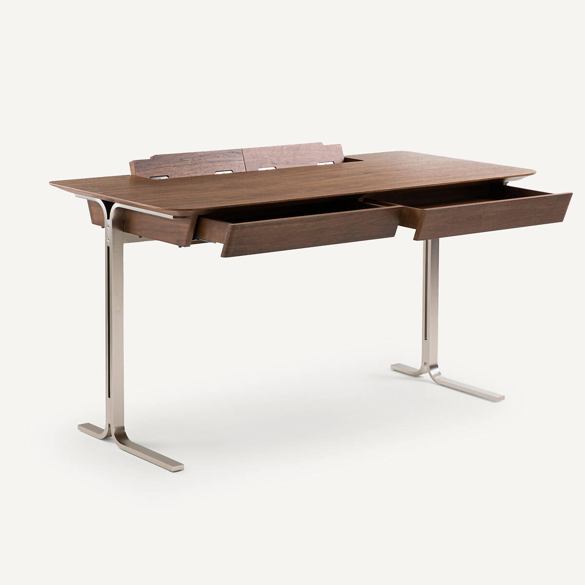 Bureau noyer, plaqué pieds nickel satiné, Jackson noyer, AM.PM
