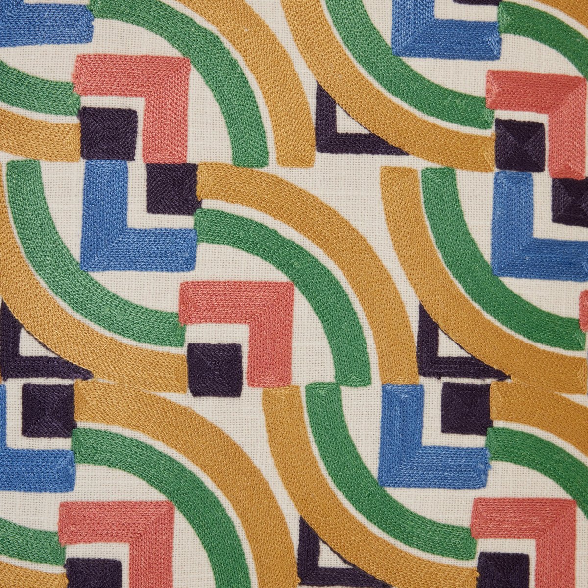 Housse De Coussin en Coton rebrodé d'un motif graphique IAKOBO naturel à coloris multiples, MADURA