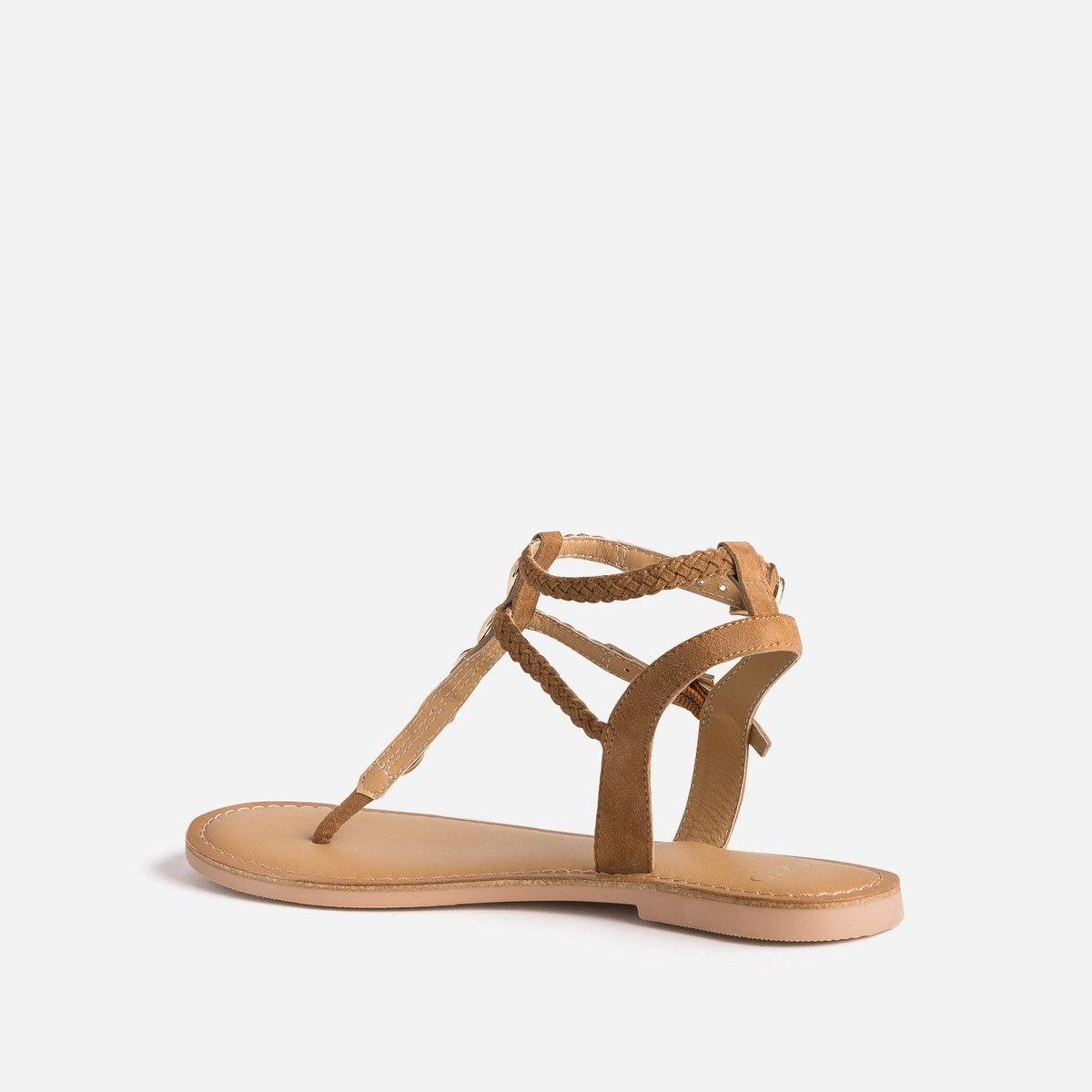 Sandale Plate en cuir NEBUDA camel, TEXTO