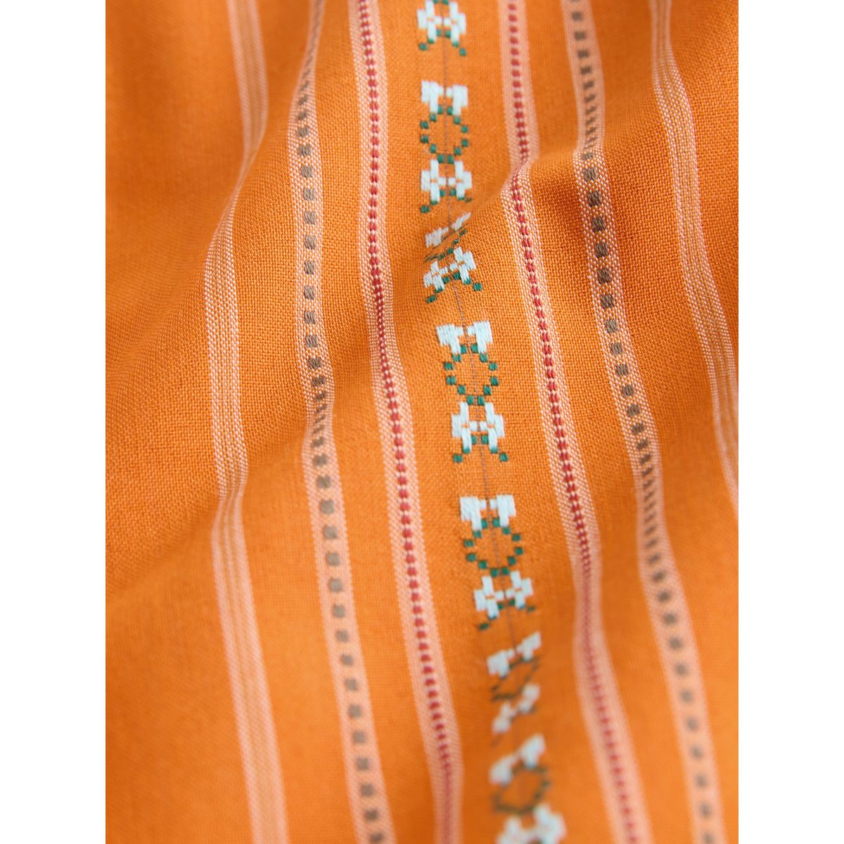 Short de bain brodé rayé en coton 5 pouces orange, NEXT
