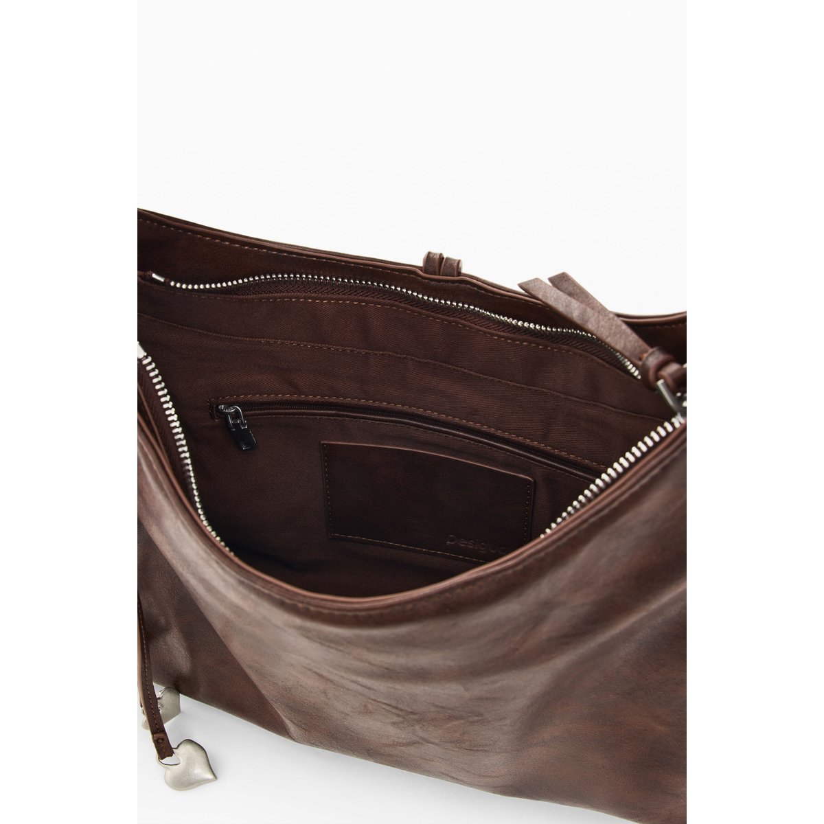 Sac effet cuir moyen marron, DESIGUAL