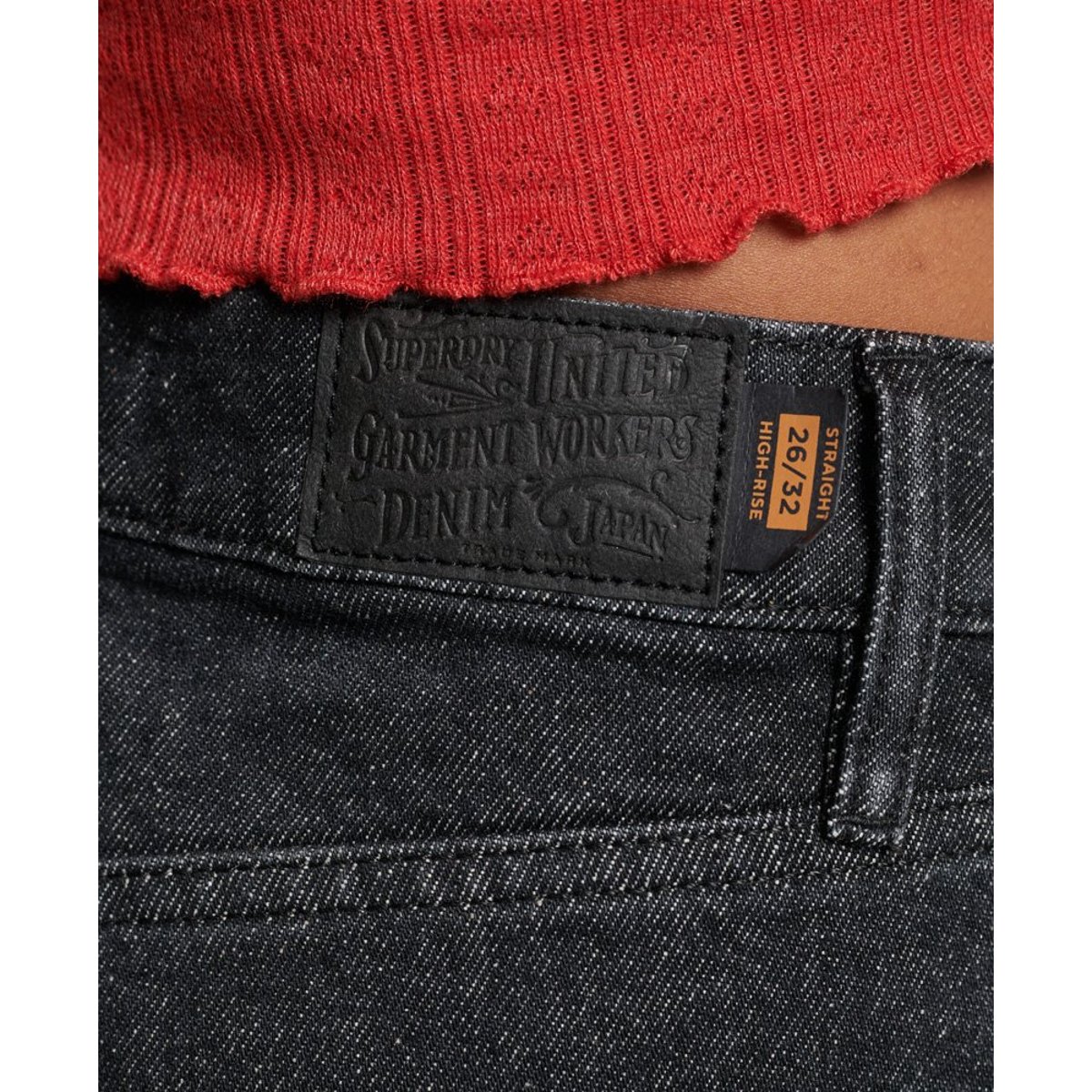 Jean droit à taille haute en coton bio pierre noire de walcott, SUPERDRY