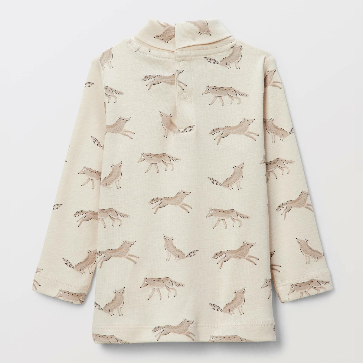 T-shirt manches longues col roulé imprimé en coton BIO GOTS naturel, BOUT'CHOU