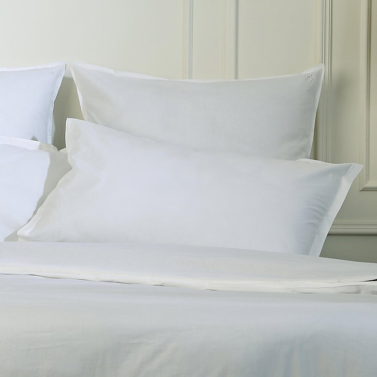 Taie d'oreiller brodée (x2) coton lavé LUNA blanc, FEBRONIE
