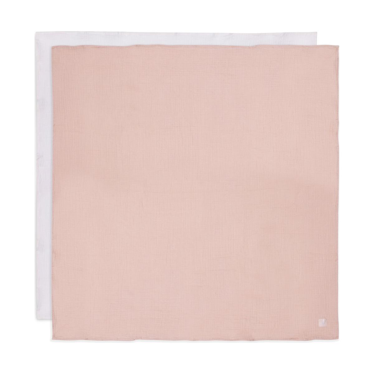 Lot de 2 maxi-langes en coton rose, écru, JOLLEIN