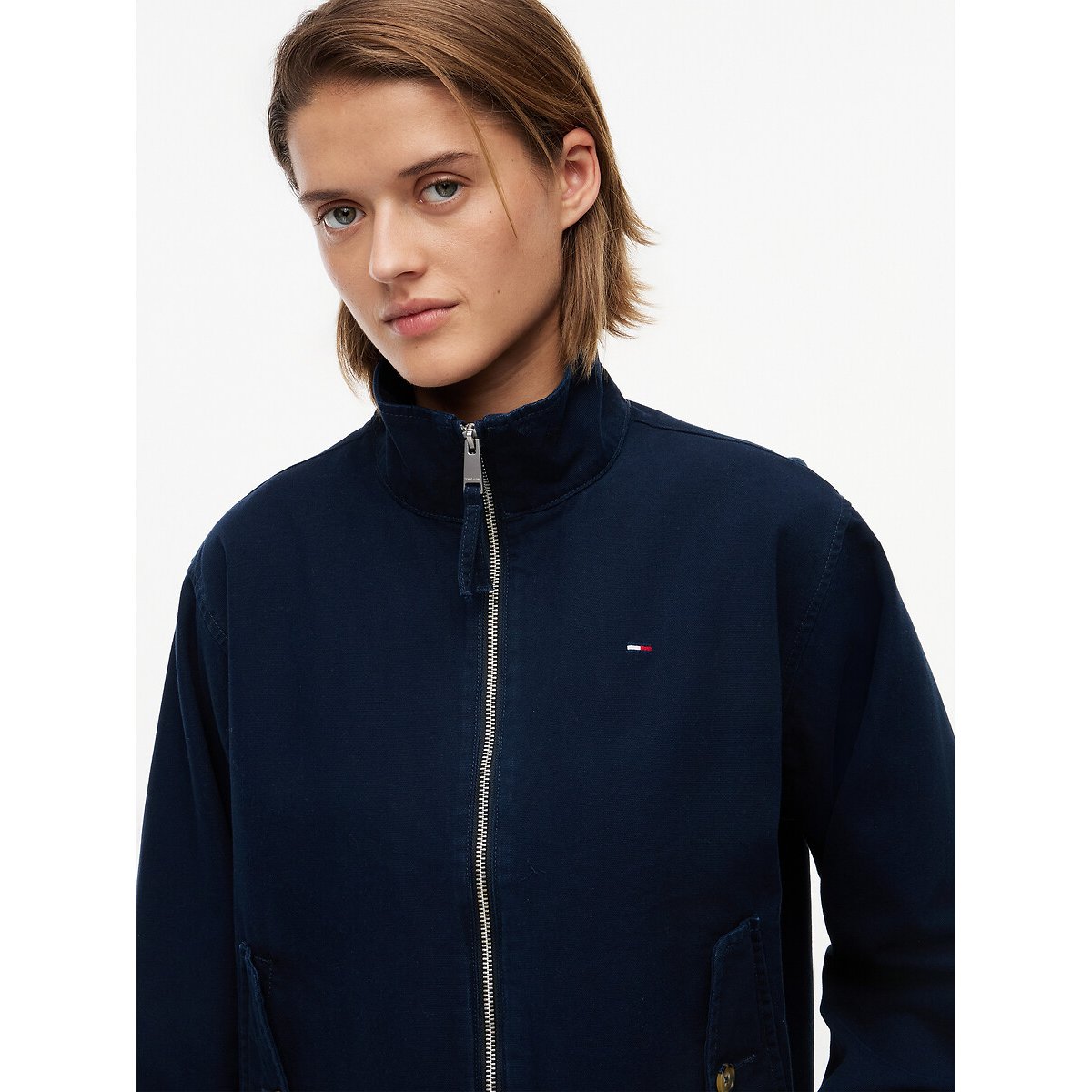 Cotton Canvas Zip-Up Jacket navy, TOMMY JEANS