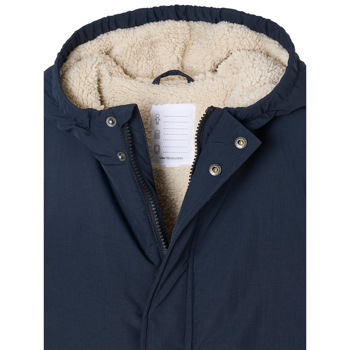 Parka à capuche doublure sherpa noir, VERTBAUDET