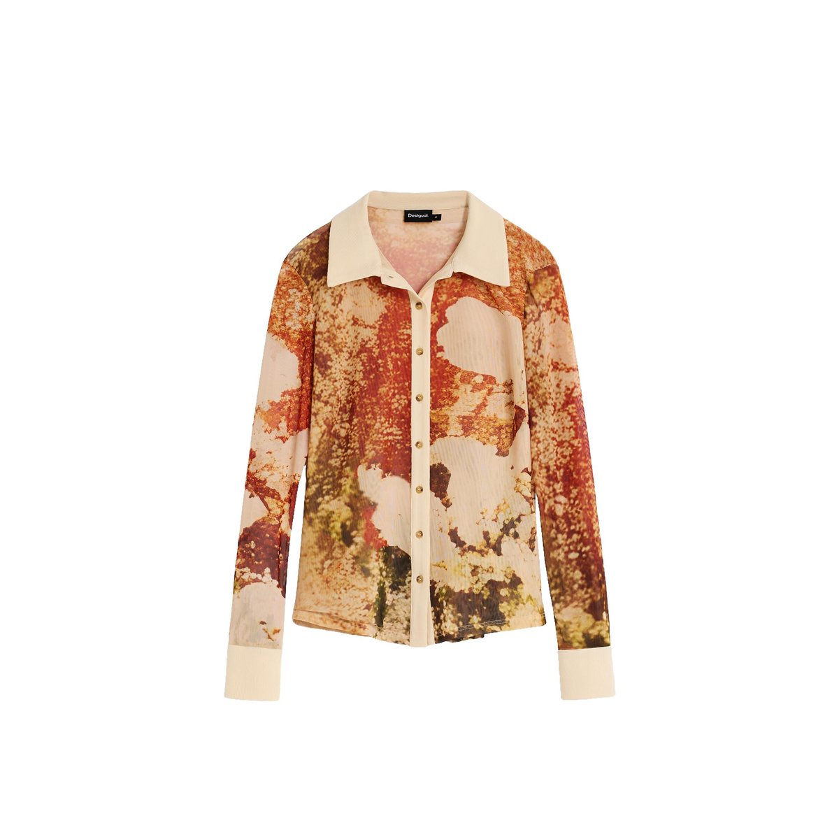 Chemise longue imprimée beige, DESIGUAL