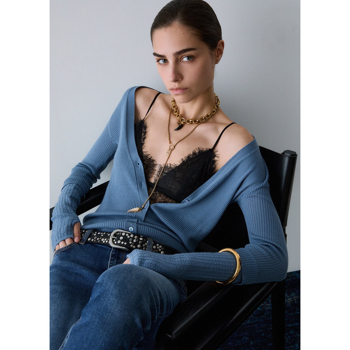 Cardigan en pure laine bleu clair, LIU JO