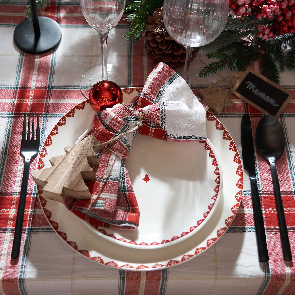 4er-Pack Tischsets Thanksgiving weiss/rot, LA REDOUTE INTERIEURS
