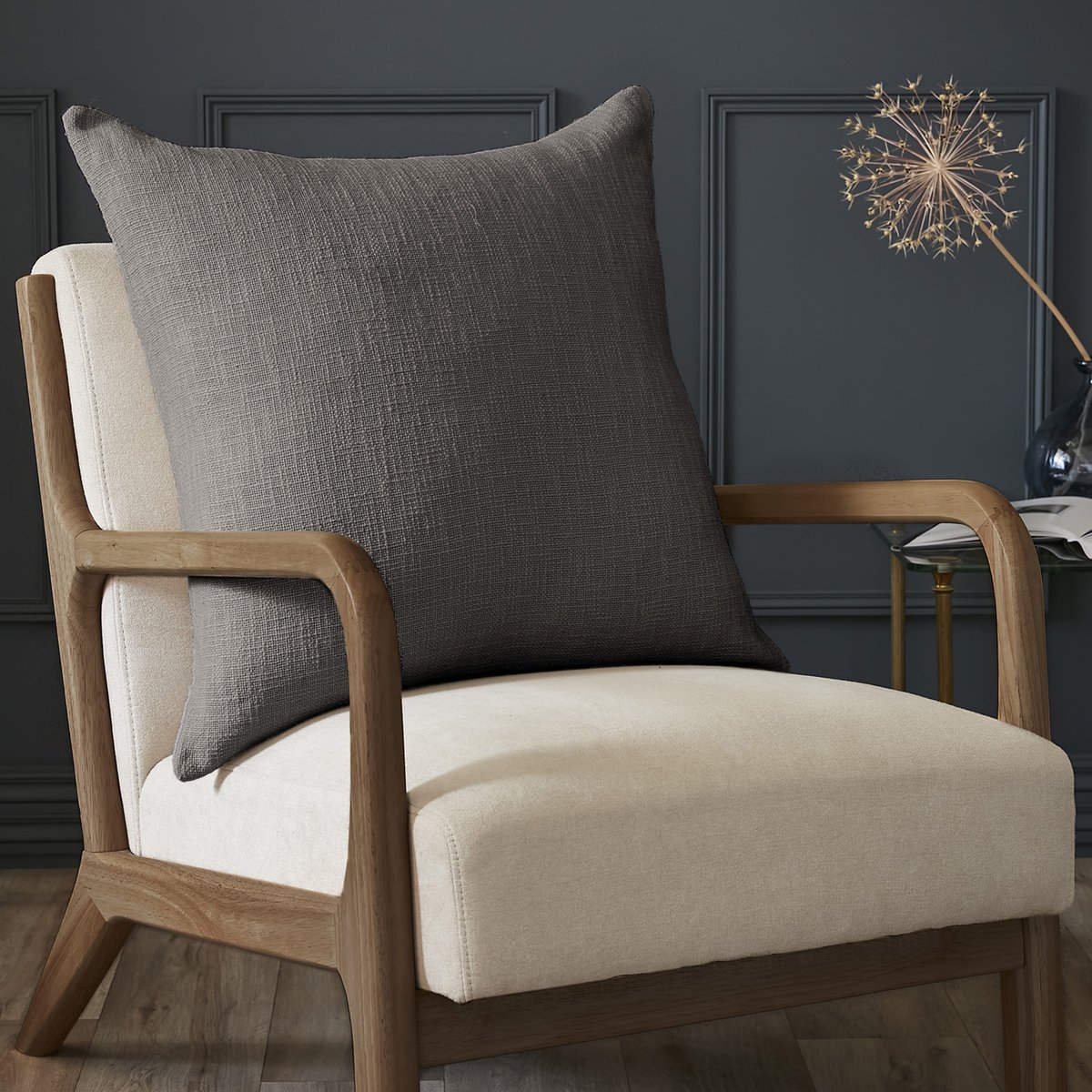 Coussin 60x60 cm Coton Ardoise ardoise, EDEN