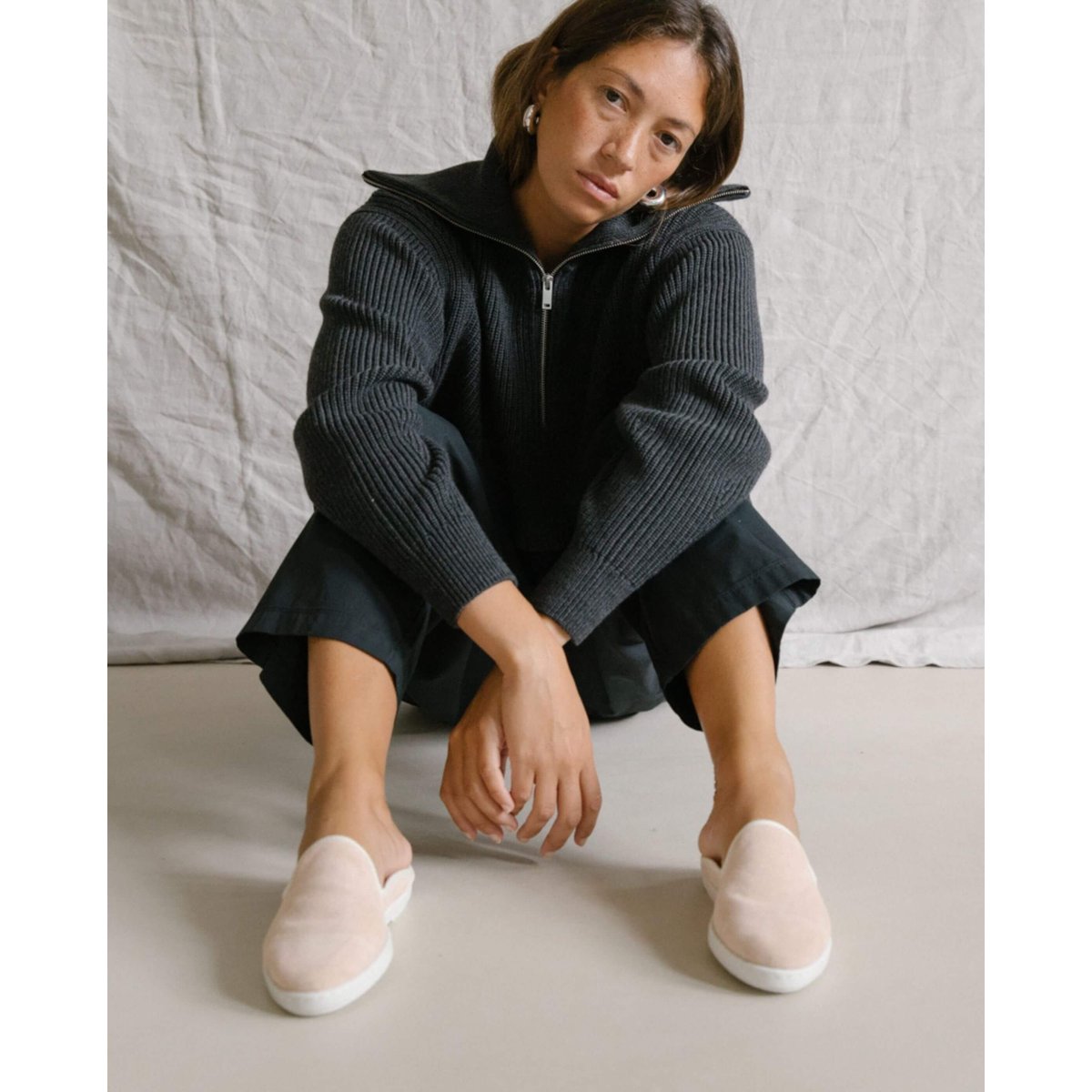 Mules en cuir italien rose, ANGARDE