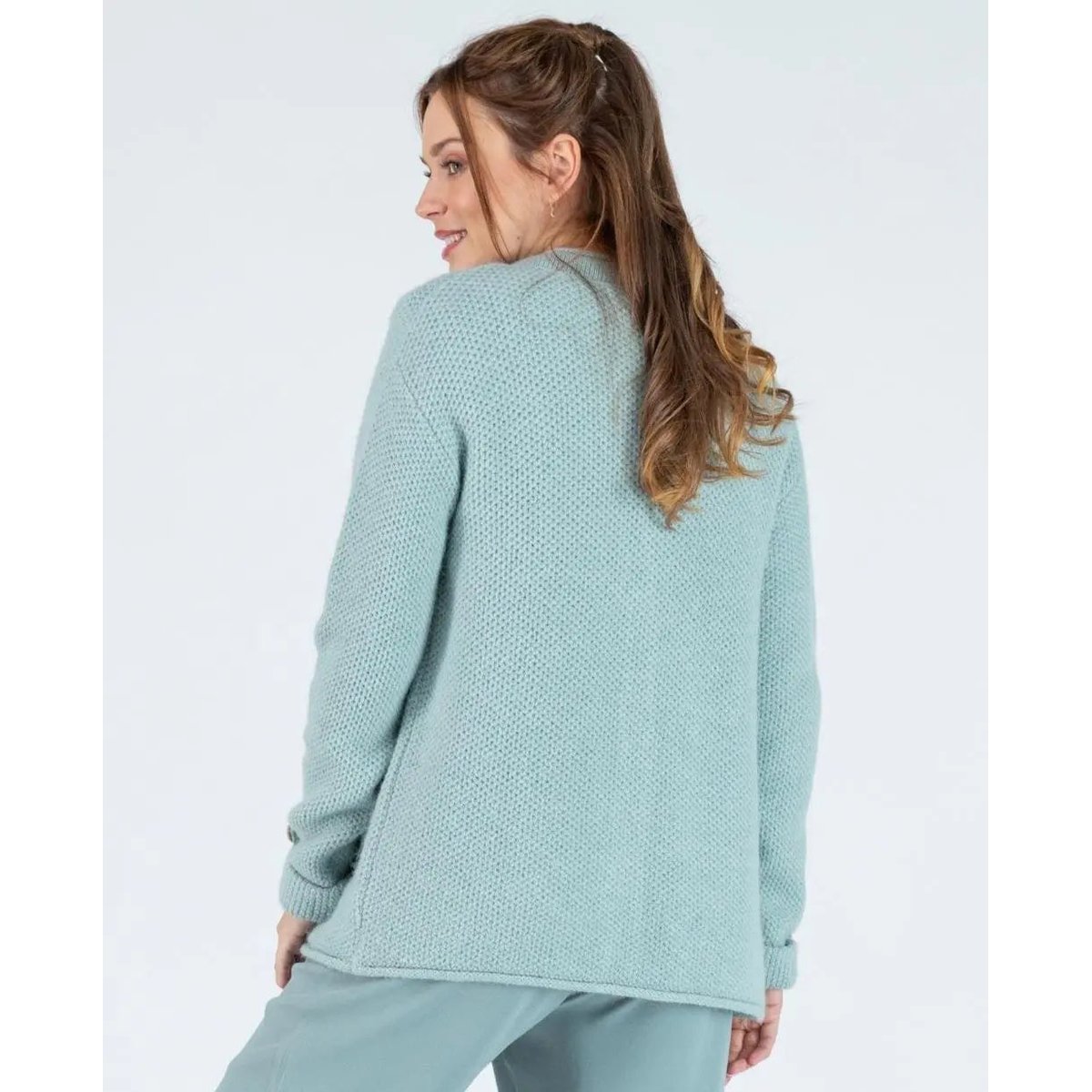 Cardigan de grossesse en maille Abelha sauge, CACHE COEUR