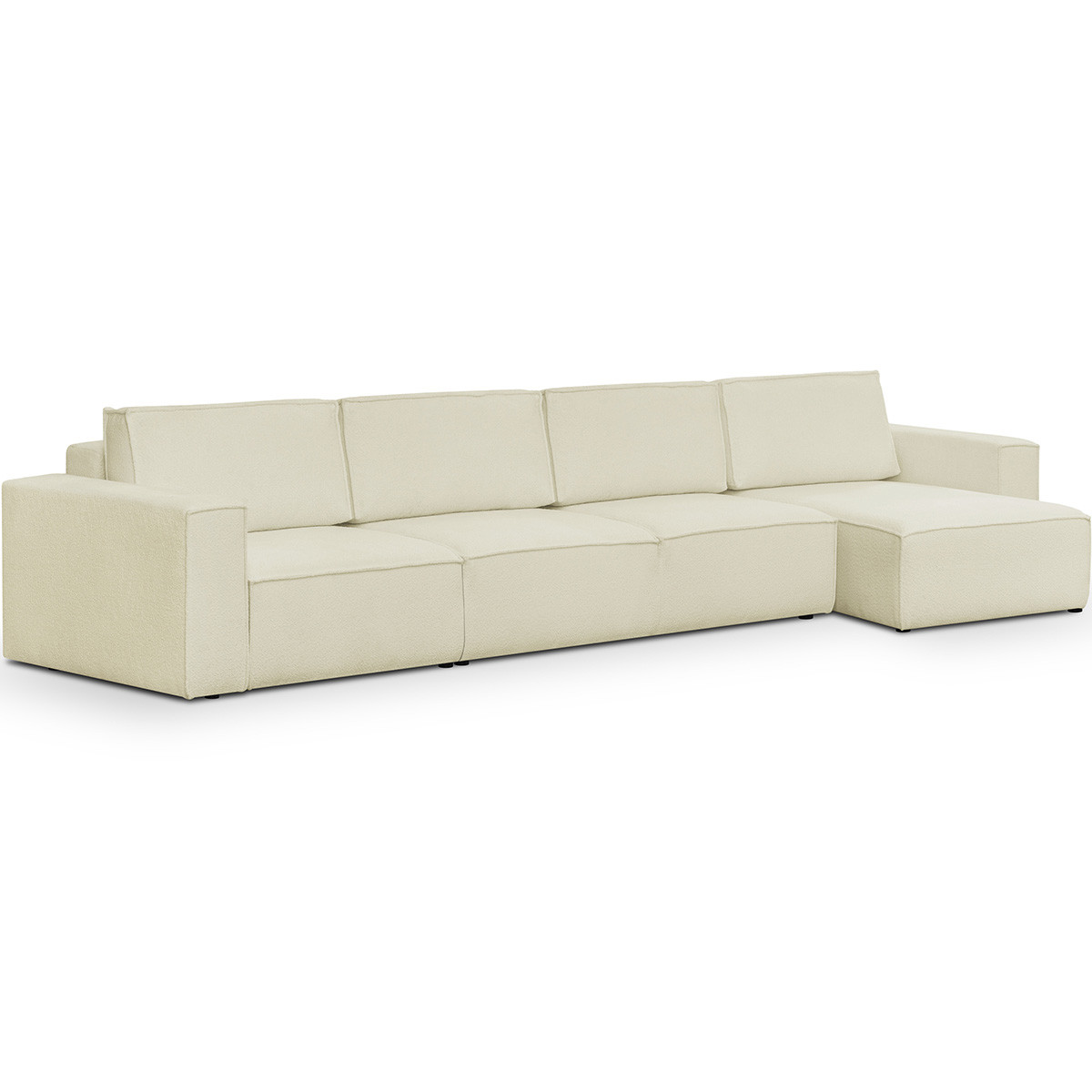 Canapé d'angle convertible 7 places en tissu bouclé - HARPER MOD ecru, HOMIFAB